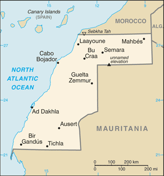 western sahara political  map